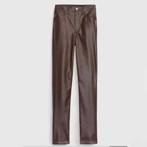 High Rise Vintage Slim Faux Leather Pants